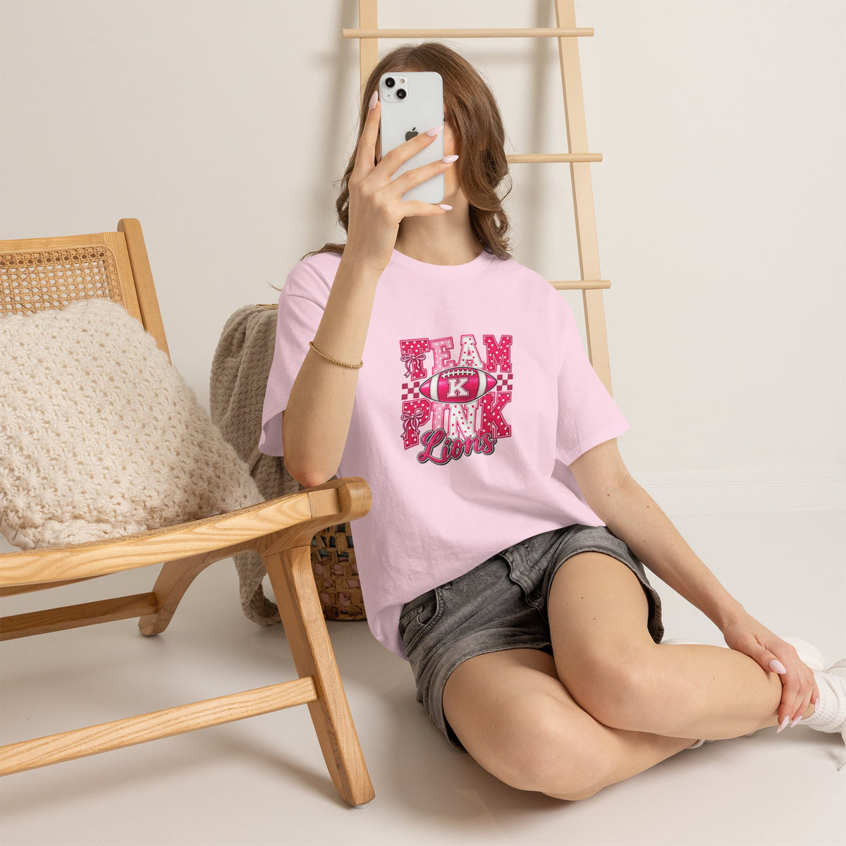 Team Pink Lions Football T-Shirt