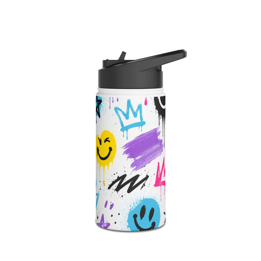 Graffiti Heart Stainless Steel Water Bottle — Colorful Drip Street Art Design