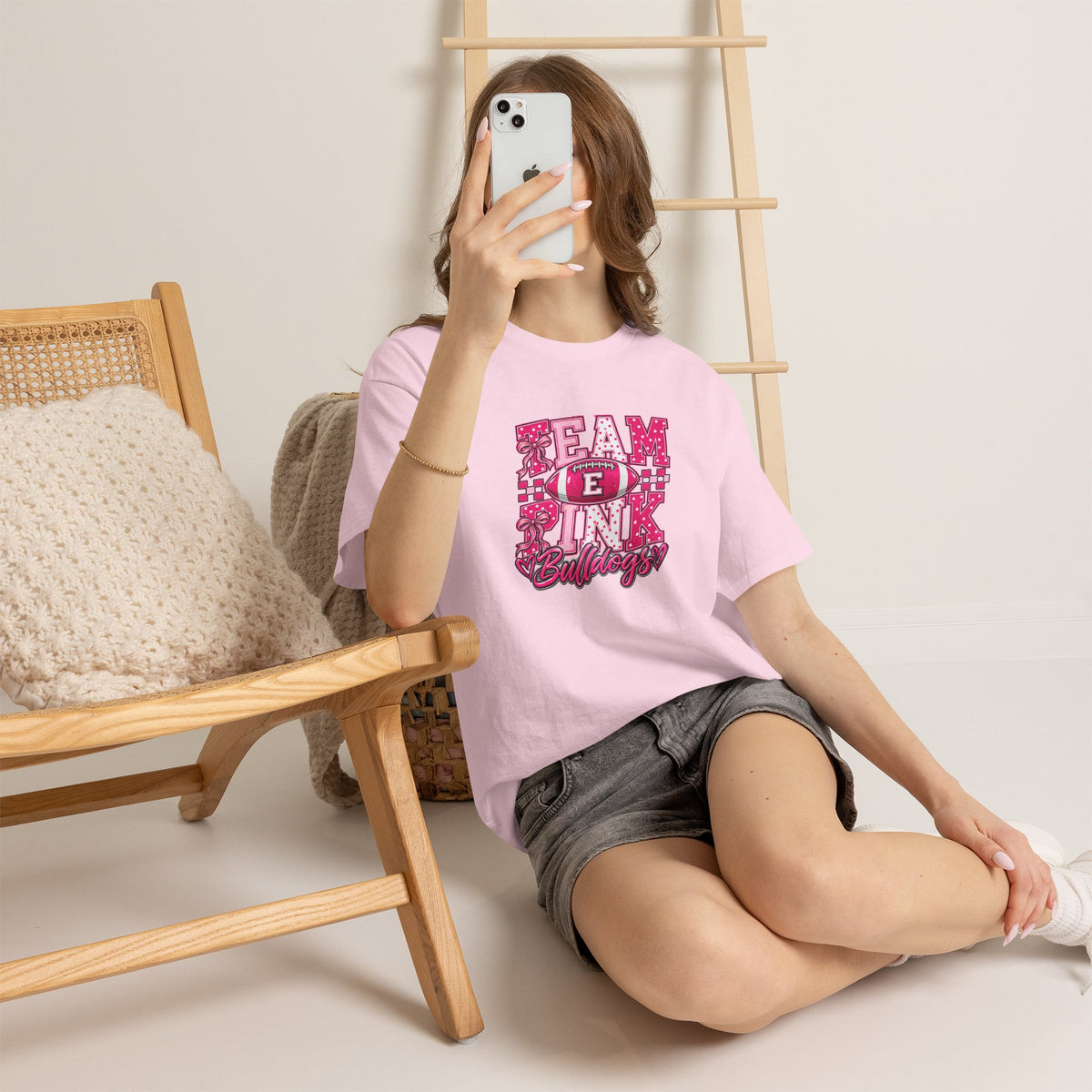Team Pink Bulldogs Football T-Shirt