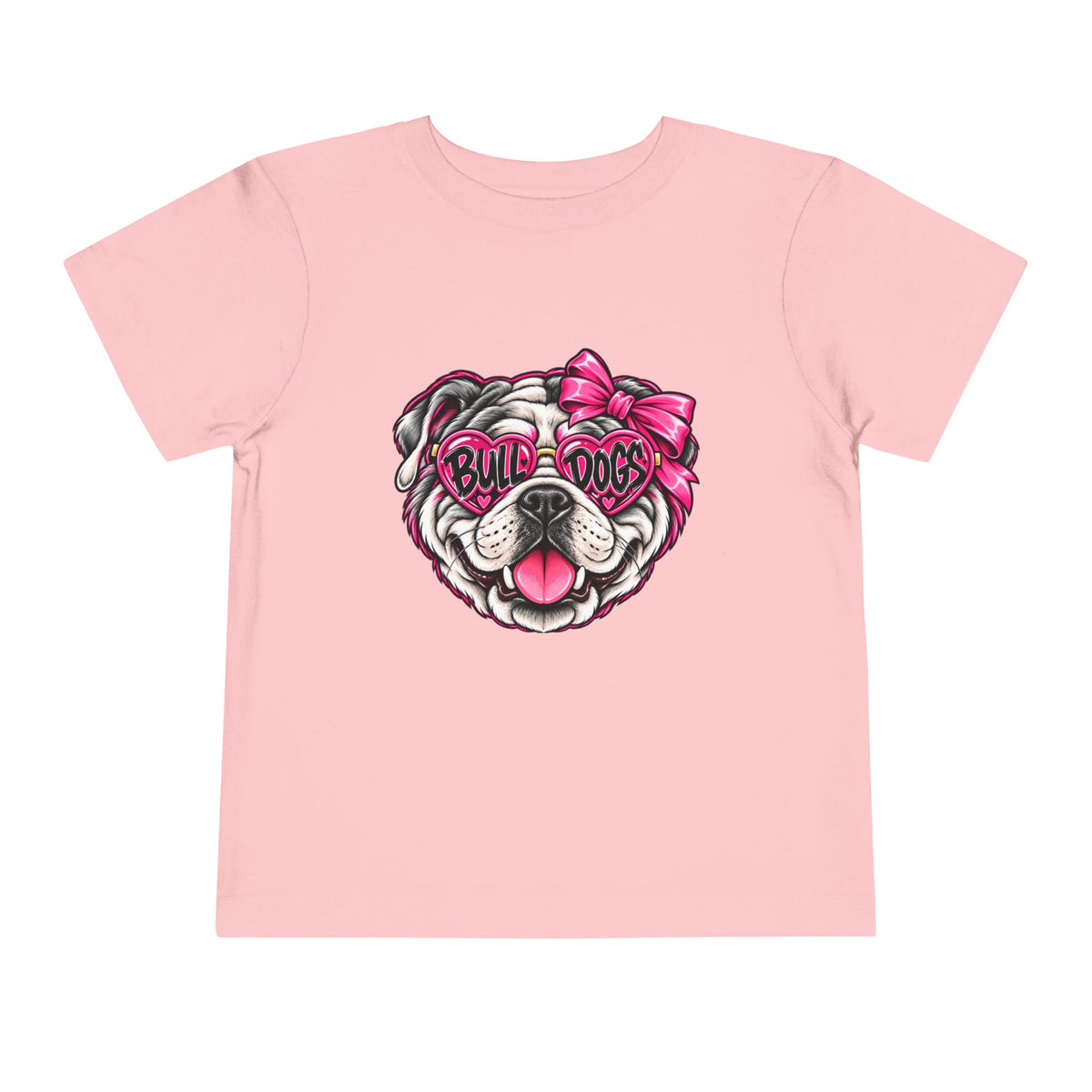 Toddler Tee — Pink Bow Bulldog "Bulldogs" Graphic
