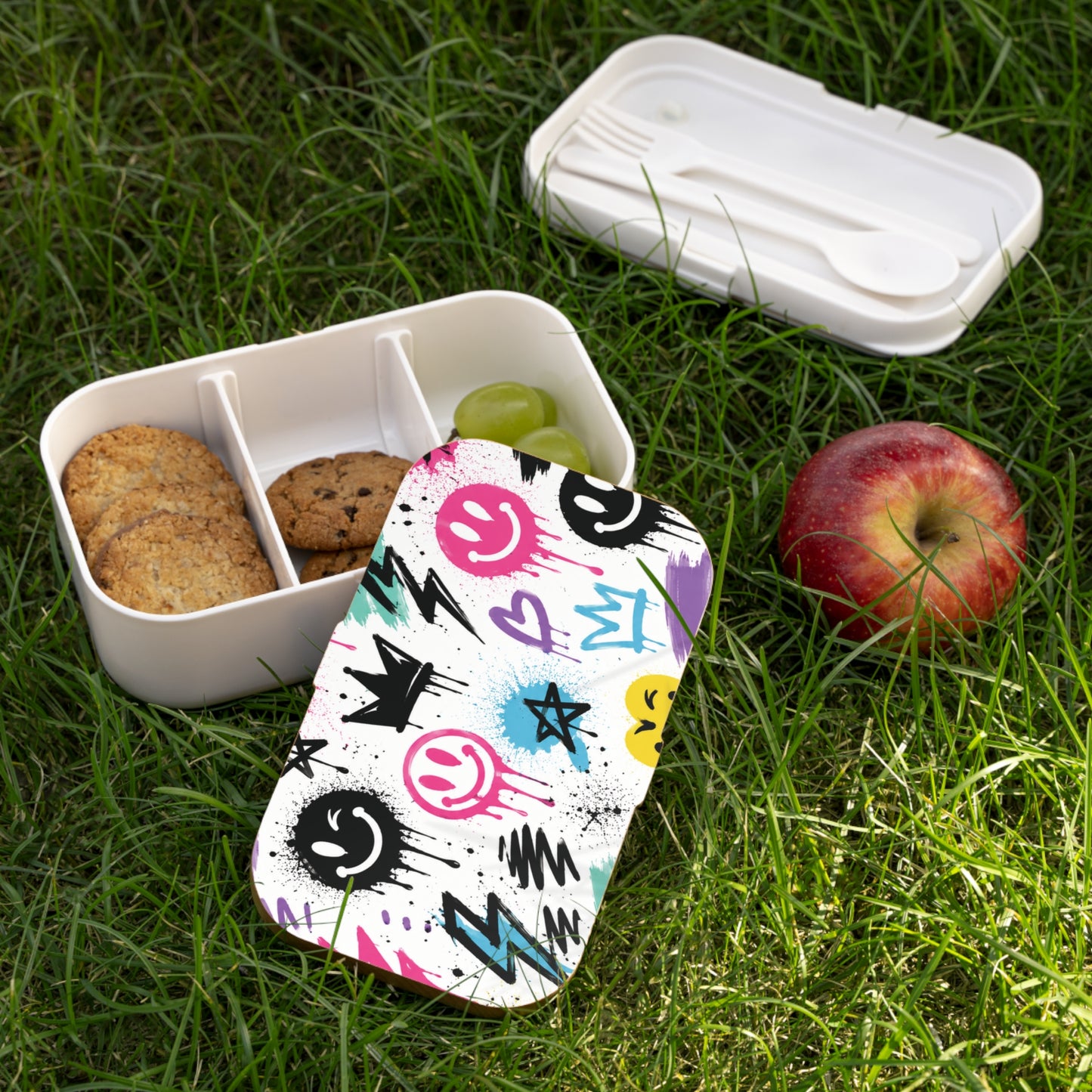 Graffiti Smile Bento Lunch Box — Colorful Street Art Kids Lunchbox