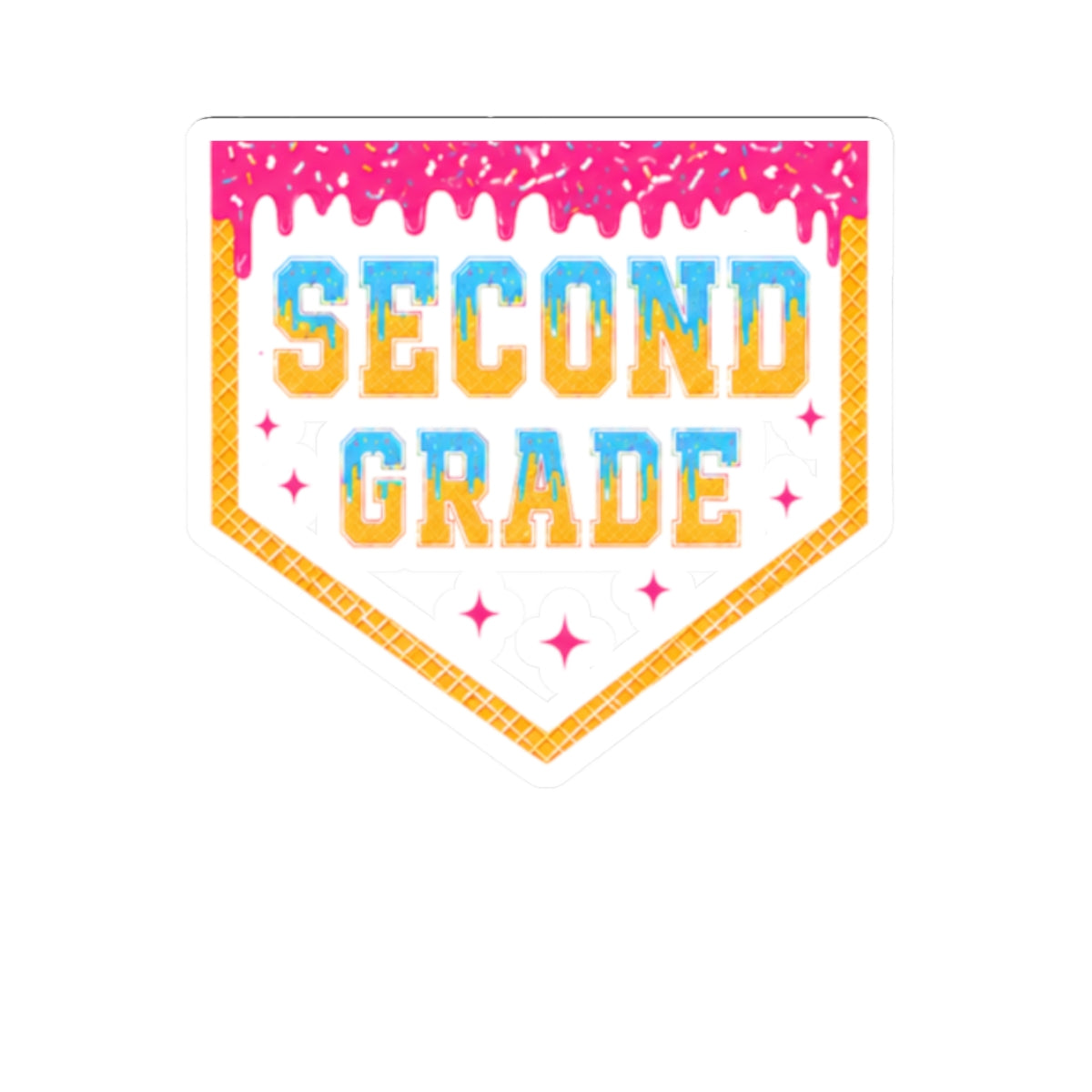 Second Grade Badge Sticker | Kiss-Cut School Sticker, Teacher Classroom Decal