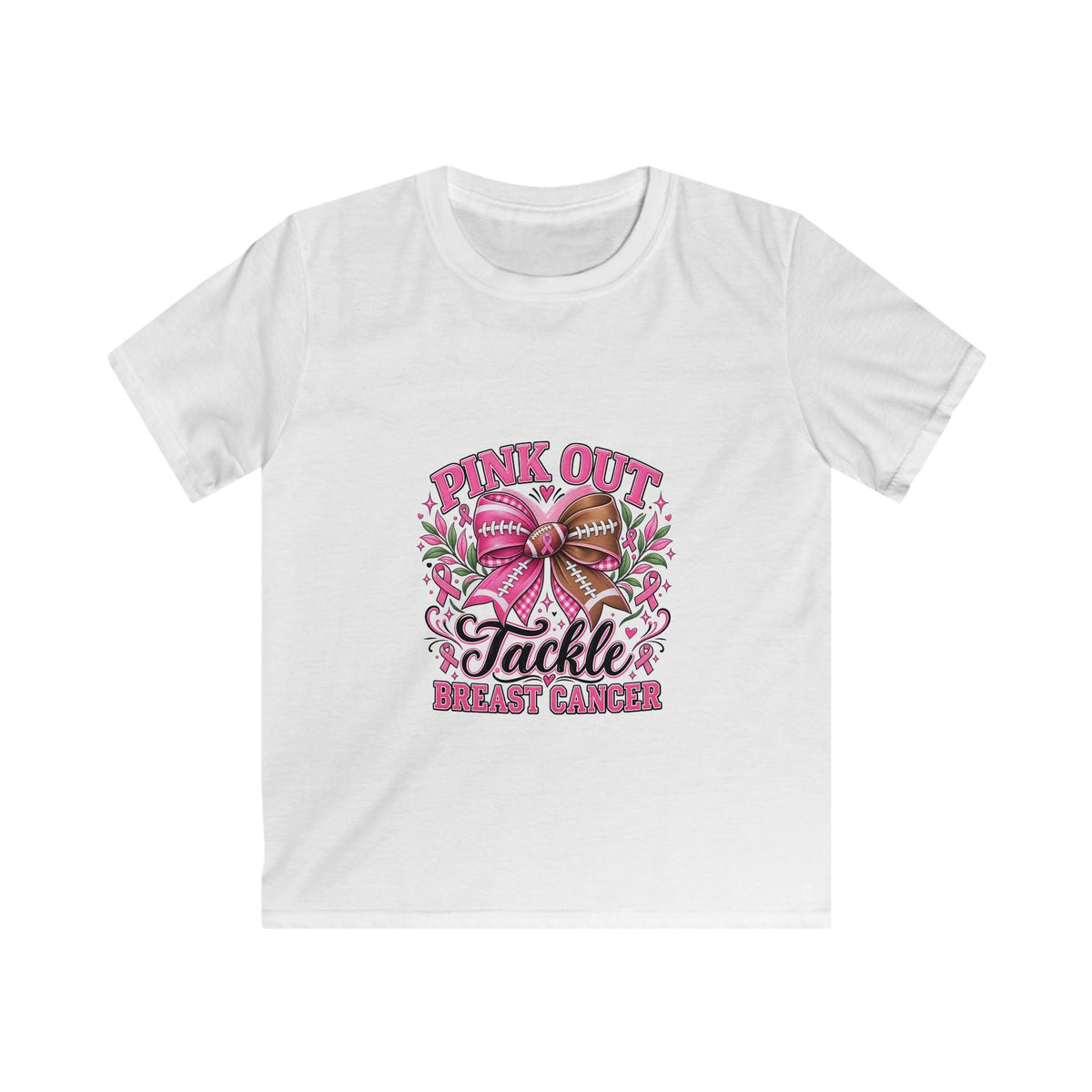 Kids Tee — "Pink Out" Tackle Breast Cancer Football Awareness Shirt