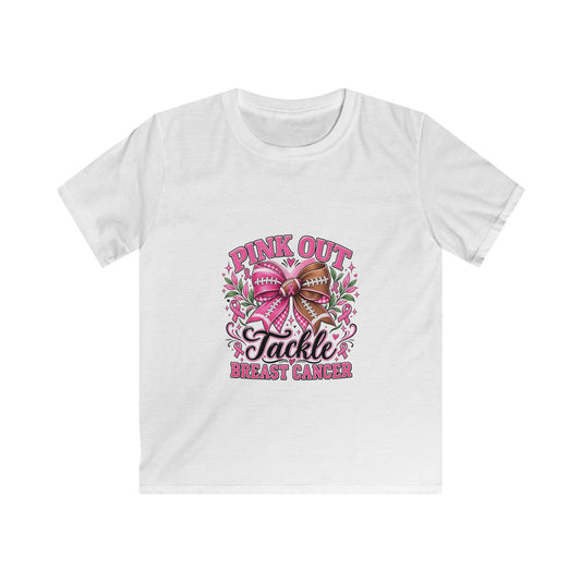 Kids Tee — "Pink Out" Tackle Breast Cancer Football Awareness Shirt