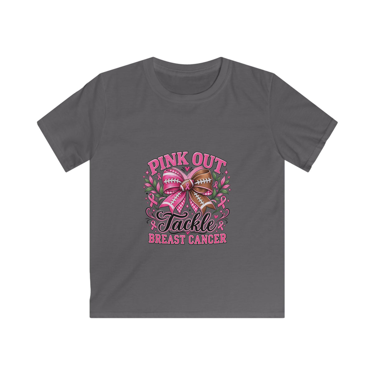 Kids Tee — "Pink Out" Tackle Breast Cancer Football Awareness Shirt
