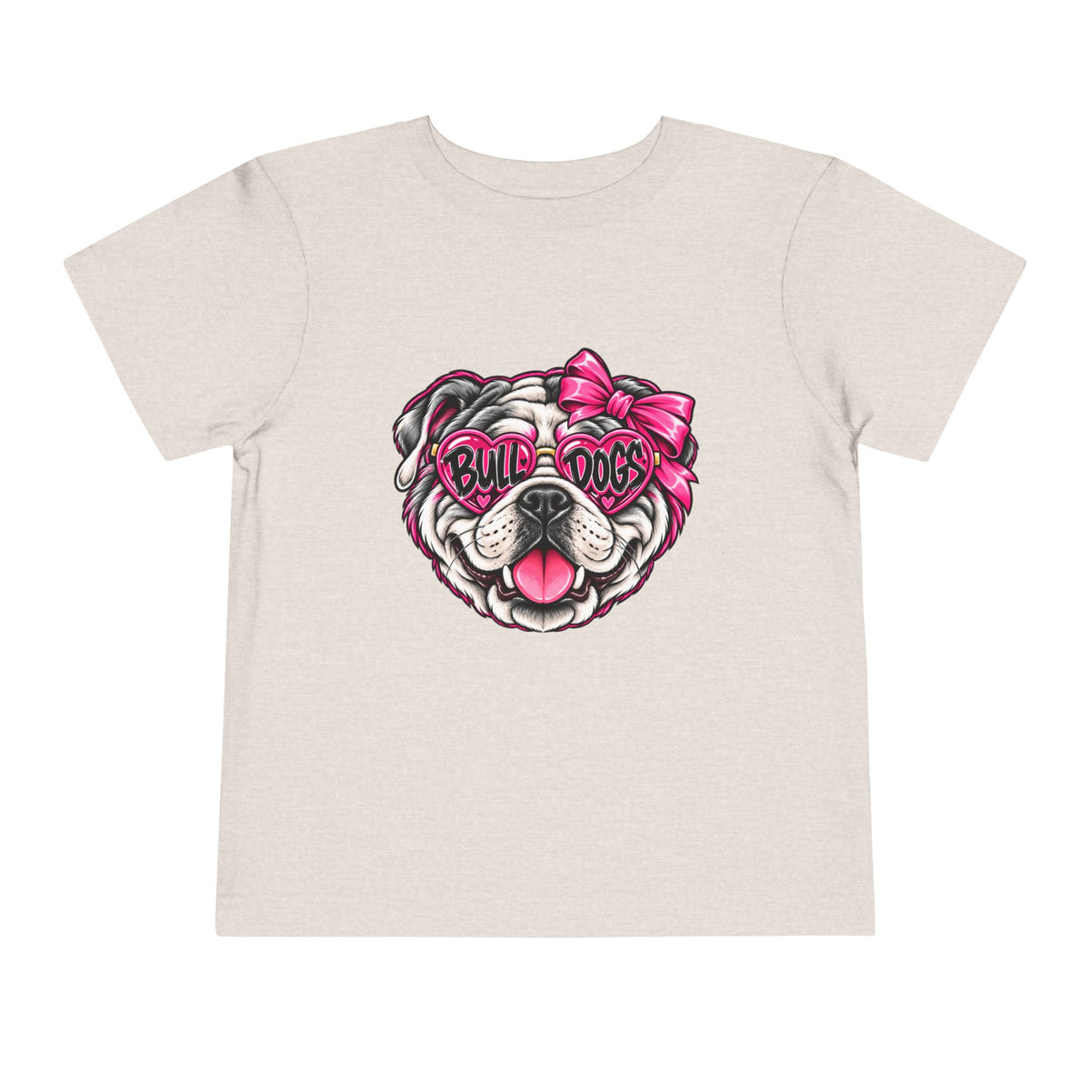 Toddler Tee — Pink Bow Bulldog "Bulldogs" Graphic