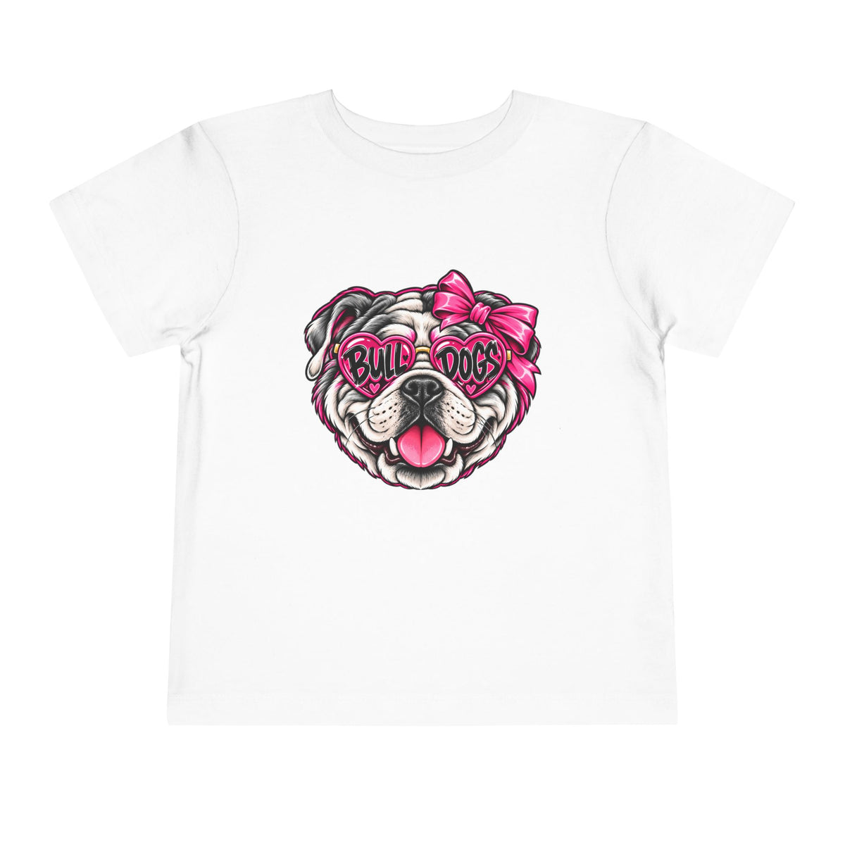 Toddler Tee — Pink Bow Bulldog "Bulldogs" Graphic