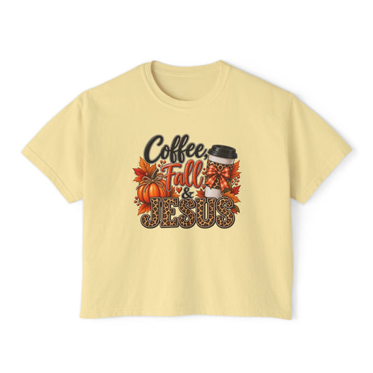 Coffee, Fall & Jesus Women's Boxy Tee