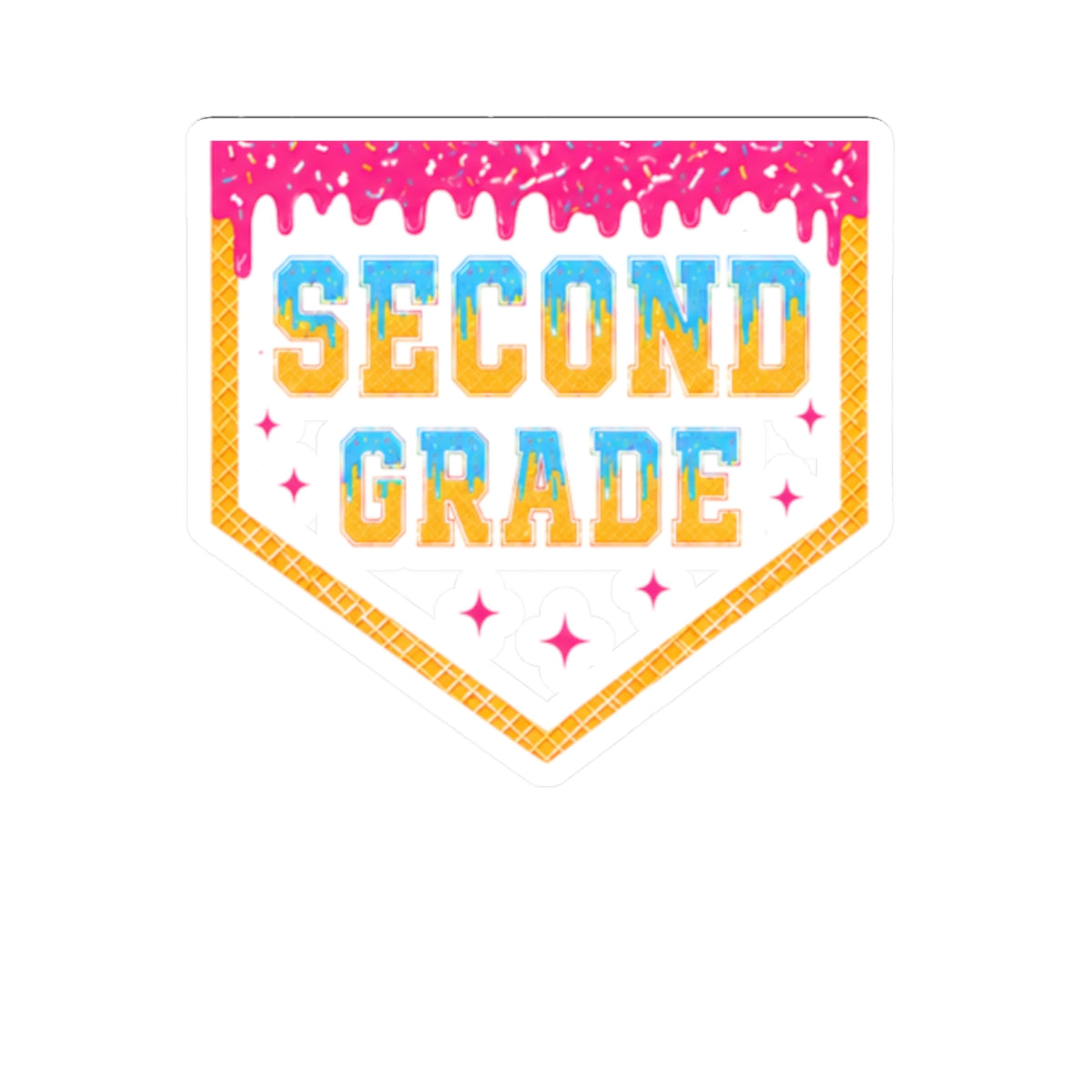 Second Grade Badge Sticker | Kiss-Cut School Sticker, Teacher Classroom Decal