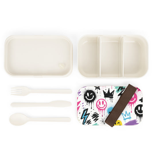 Graffiti Smile Bento Lunch Box — Colorful Street Art Kids Lunchbox