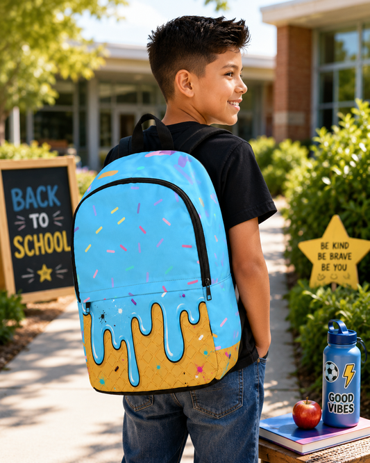 Ice Cream Drip Backpack — Colorful Sprinkles Kids & Teen School Bag