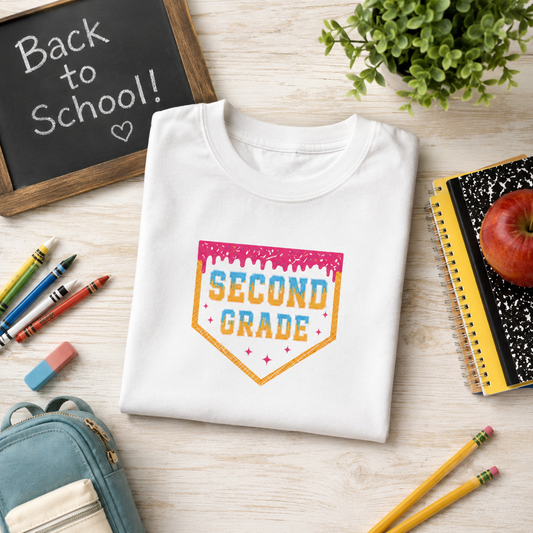 Second Grade Shield Tee | Kids school shirt, back-to-school