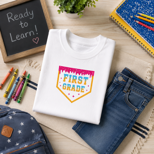 First Grade Kids Tee — Colorful Back-to-School Shirt for Boys & Girls