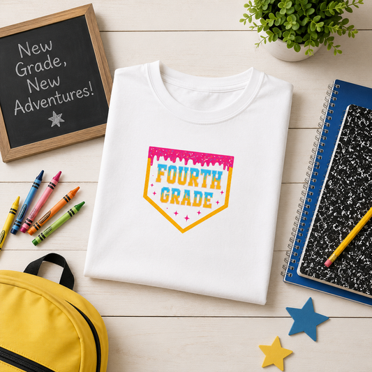 Fourth Grade Youth T-Shirt – Colorful Back-to-School Tee for Kids