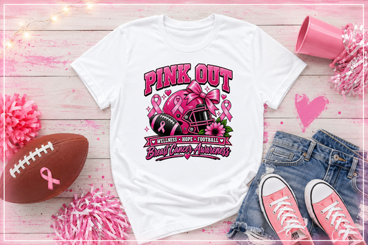 Pink Out Football Breast Cancer Awareness T-Shirt | Youth