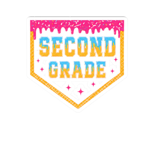 Second Grade Badge Sticker | Kiss-Cut School Sticker, Teacher Classroom Decal