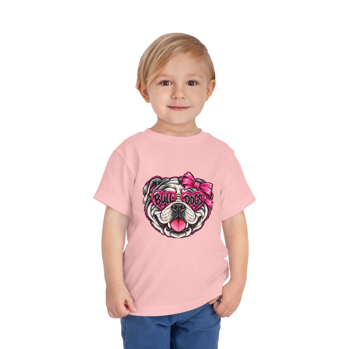 Toddler Tee — Pink Bow Bulldog "Bulldogs" Graphic