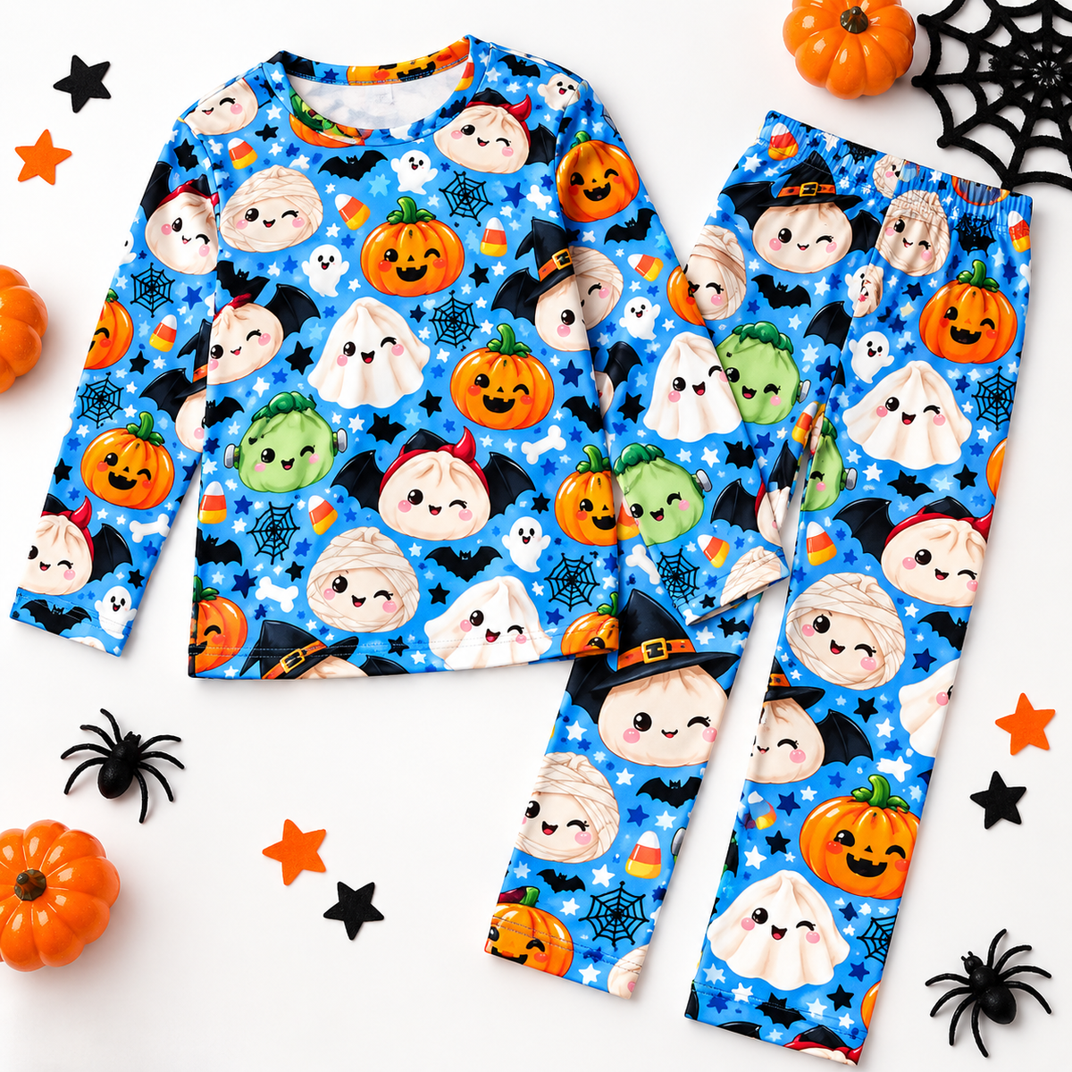 Kids Long Sleeve Squish Pajama Set 💙🧡👻