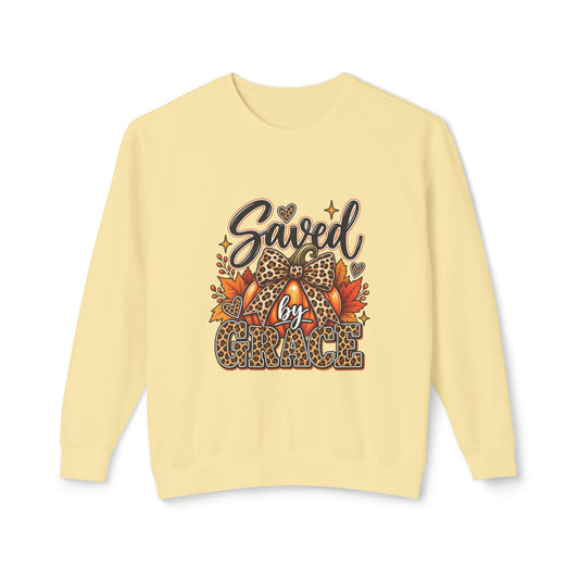 Saved by Grace Leopard Fall Crewneck Sweatshirt