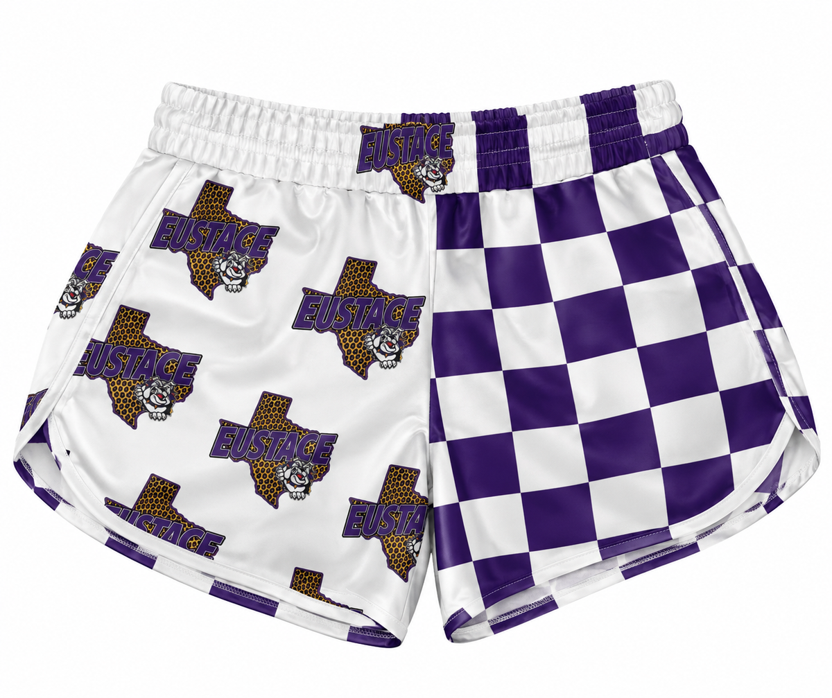 💜🐾 Eustace Bulldogs Custom Shorts – $27 🤍
