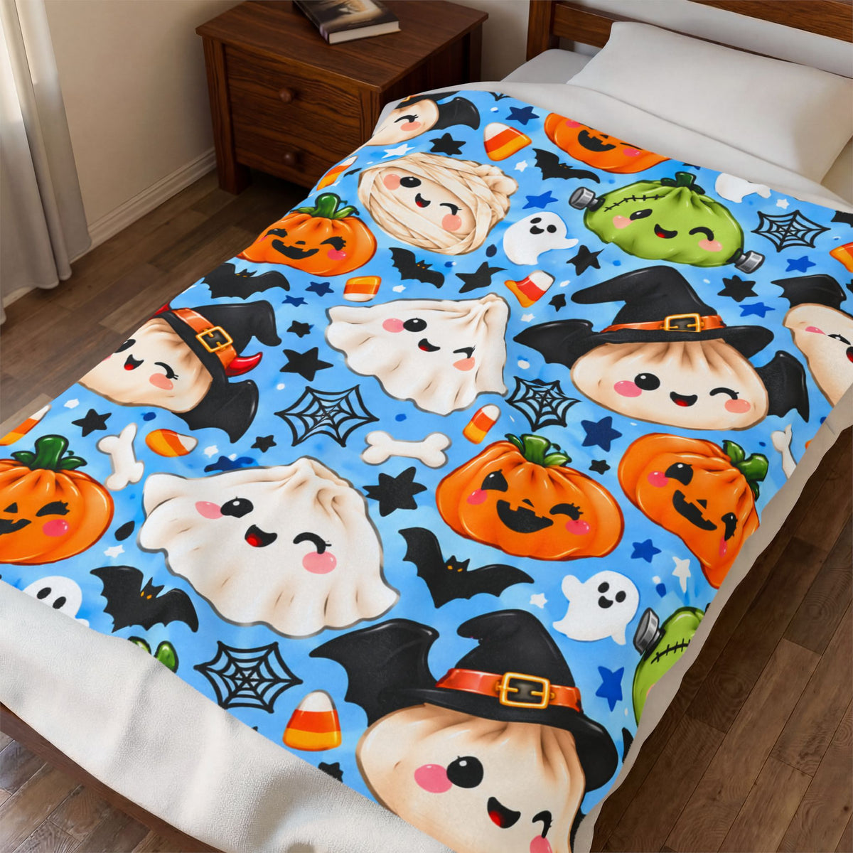 Cute Dumpling Halloween Plush Blanket 🎃💙
