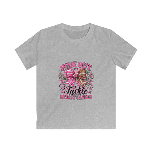 Kids Tee — "Pink Out" Tackle Breast Cancer Football Awareness Shirt