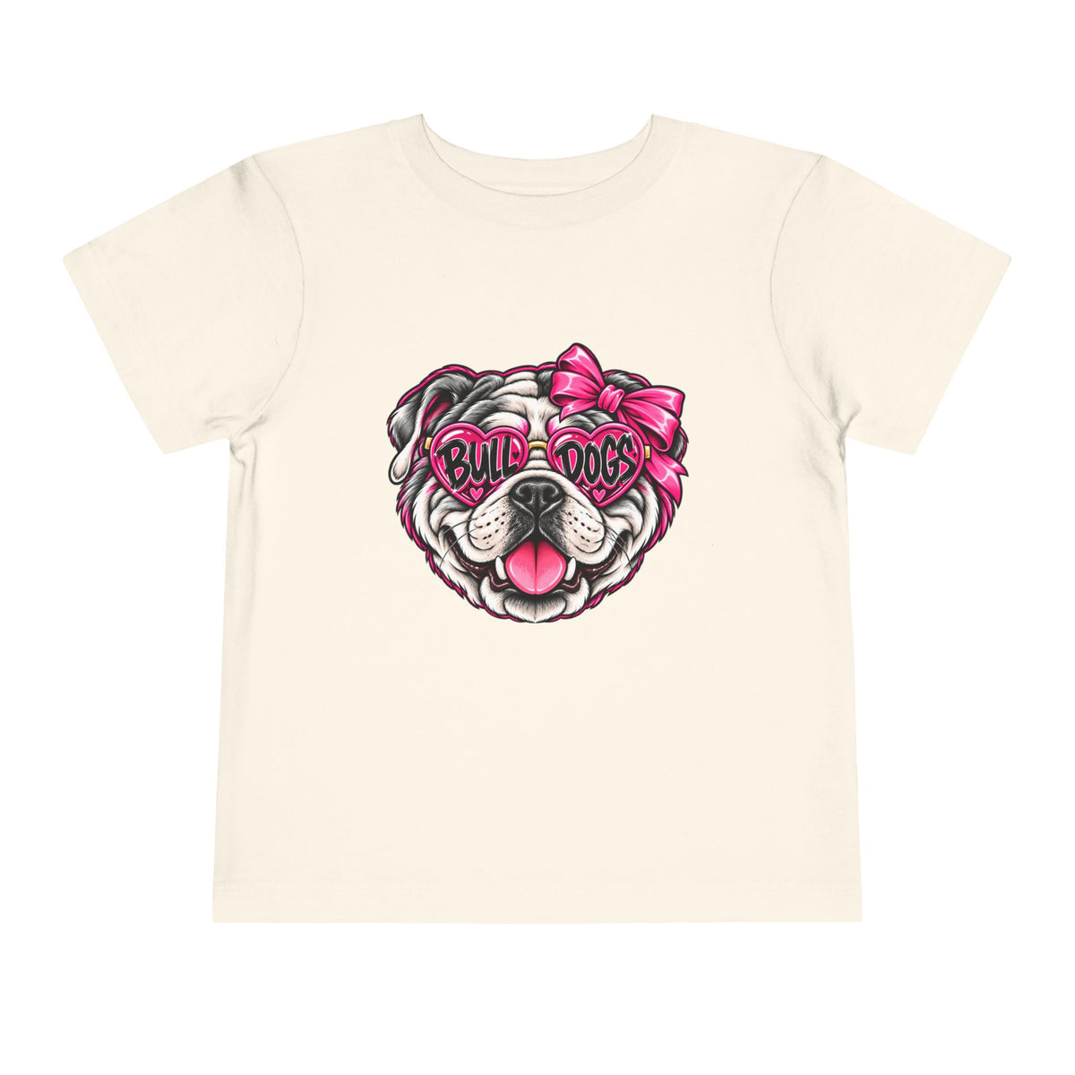 Toddler Tee — Pink Bow Bulldog "Bulldogs" Graphic