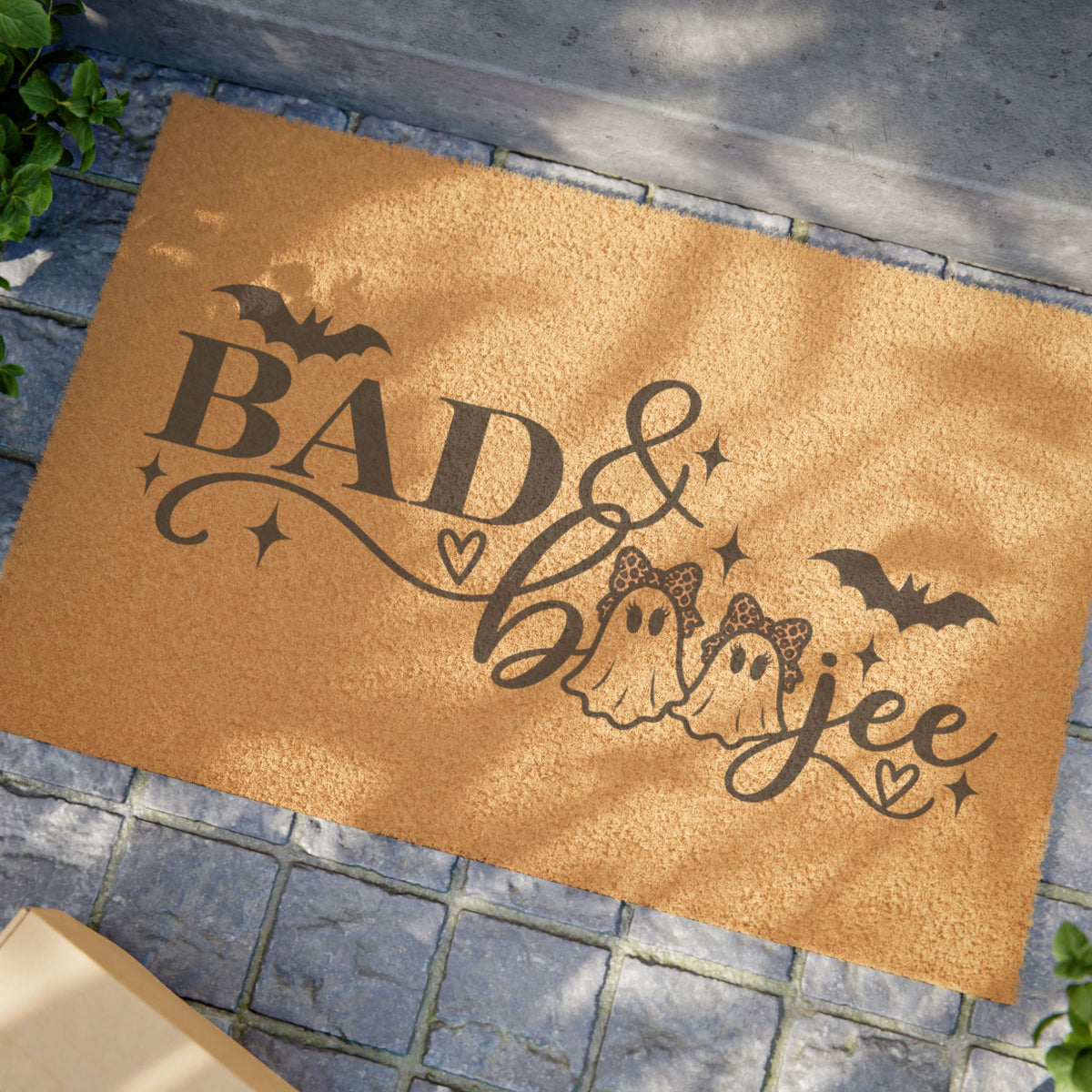 Doormat - "Bad & Boojee" Halloween Coir Doormat with Ghosts & Bats