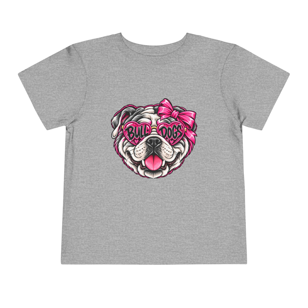 Toddler Tee — Pink Bow Bulldog "Bulldogs" Graphic