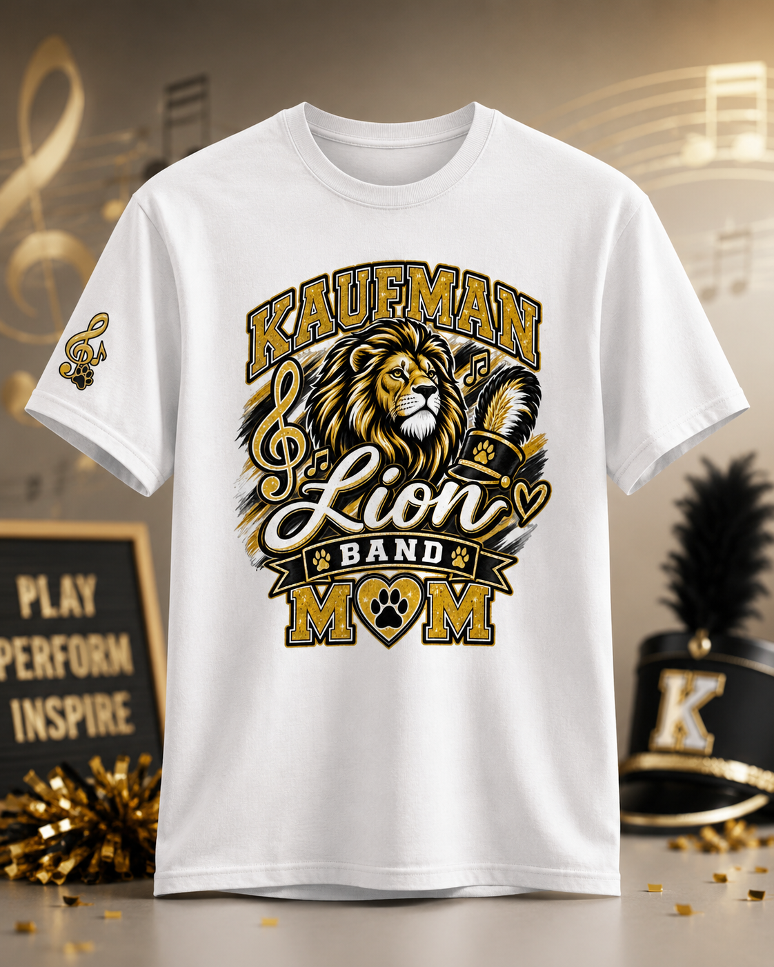 Kaufman Lion Band Mom Tee | School Marching Band Mom Shirt