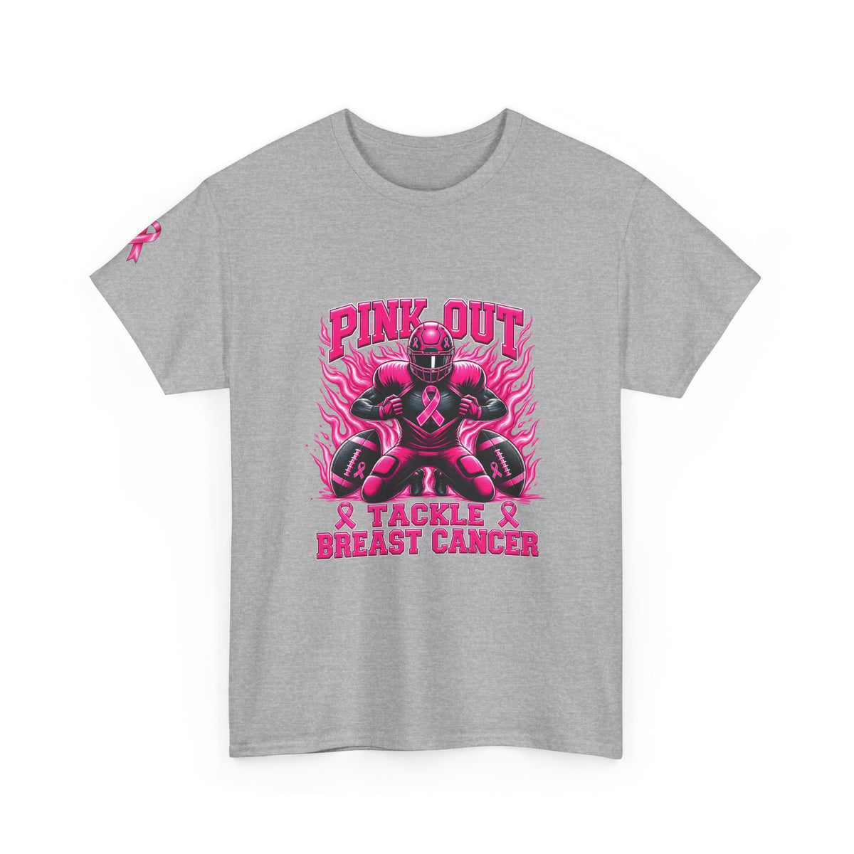 Adult Pink Out Football Tee - "Tackle Breast Cancer" Awareness Shirt